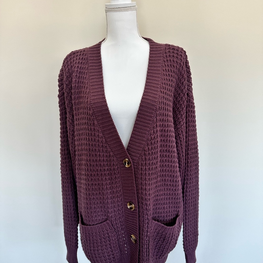 Zenana Deep Purple Cardigan Sweater